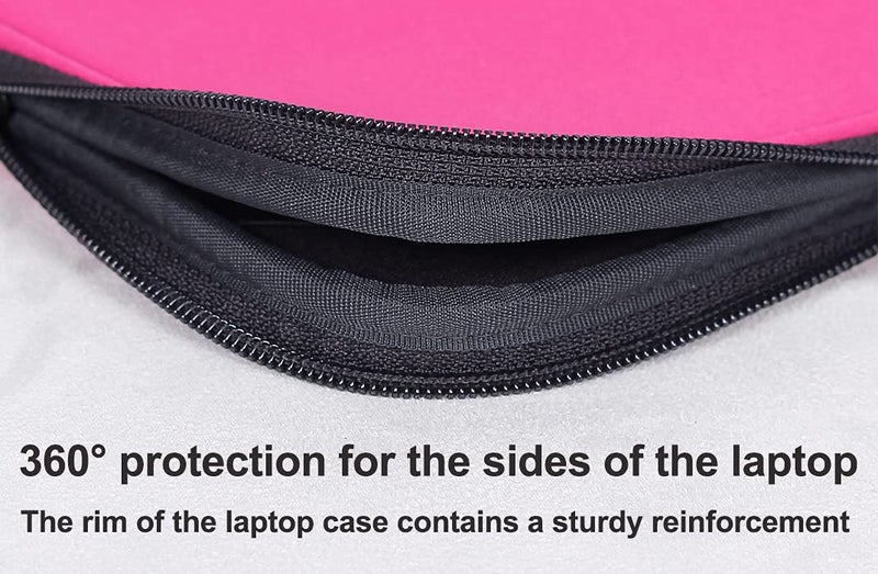 Inntzone Laptop Sleeve 15.6 Inch Foldable Slim Case Lightweight Bag Notebook Computer Carrying Flip Cover (Pink) - Image 5